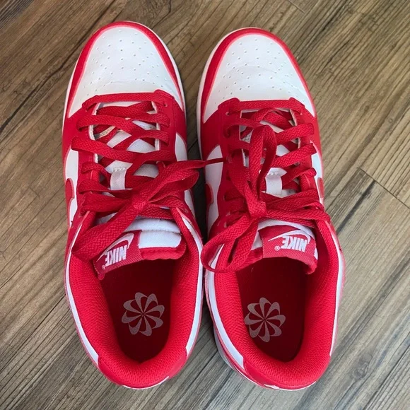 Nike Red and White Low-Top dunk Sneakers women’s 9 - Picture 7 of 10